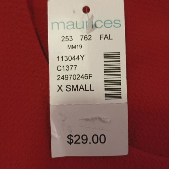 Maurices Red Bell Sleeve Textured Chiffon Blouse Size XS - Picture 5 of 7